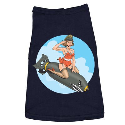 Vintage Retro Comic Style Sexy Woman Riding A Bomb Doggie Tank