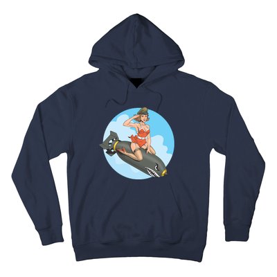 Vintage Retro Comic Style Sexy Woman Riding A Bomb Hoodie