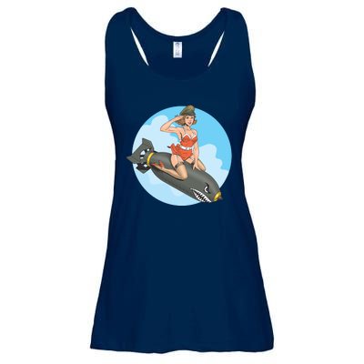 Vintage Retro Comic Style Sexy Woman Riding A Bomb Ladies Essential Flowy Tank