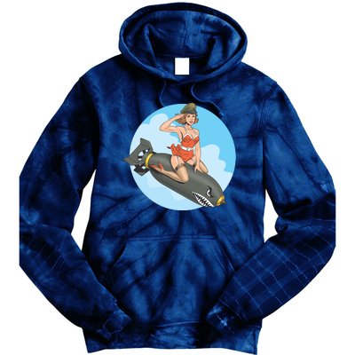 Vintage Retro Comic Style Sexy Woman Riding A Bomb Tie Dye Hoodie