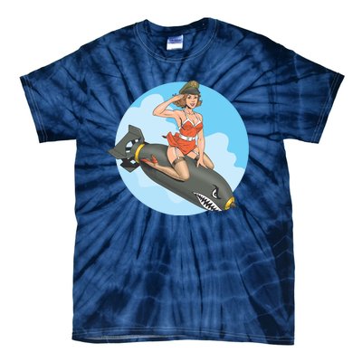 Vintage Retro Comic Style Sexy Woman Riding A Bomb Tie-Dye T-Shirt