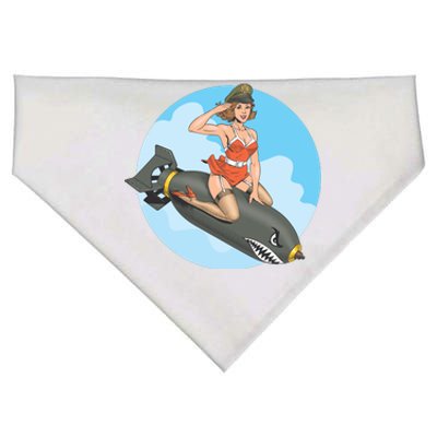 Vintage Retro Comic Style Sexy Woman Riding A Bomb USA-Made Doggie Bandana