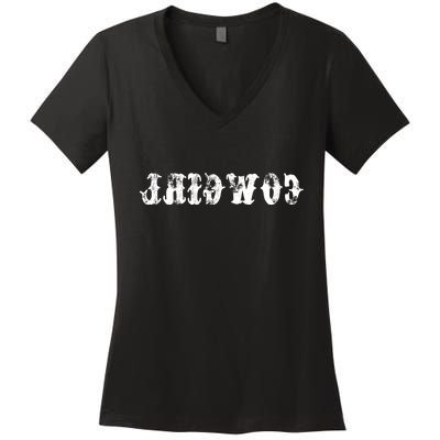 Vintage Reverse Cowgirl Classic Women's V-Neck T-Shirt