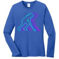 Vintage Retro Classic Field Hockey Player Gift Ladies Long Sleeve Shirt