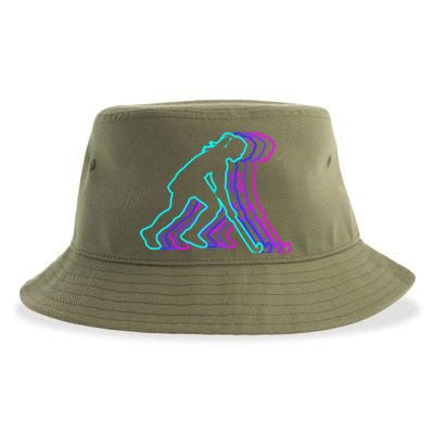 Vintage Retro Classic Field Hockey Player Gift Sustainable Bucket Hat