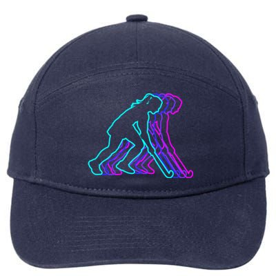 Vintage Retro Classic Field Hockey Player Gift 7-Panel Snapback Hat