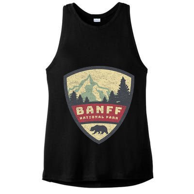Vintage Retro Canadian Banff National Park Rustic Souvenirs Ladies PosiCharge Tri-Blend Wicking Tank