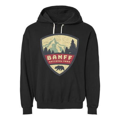 Vintage Retro Canadian Banff National Park Rustic Souvenirs Garment-Dyed Fleece Hoodie