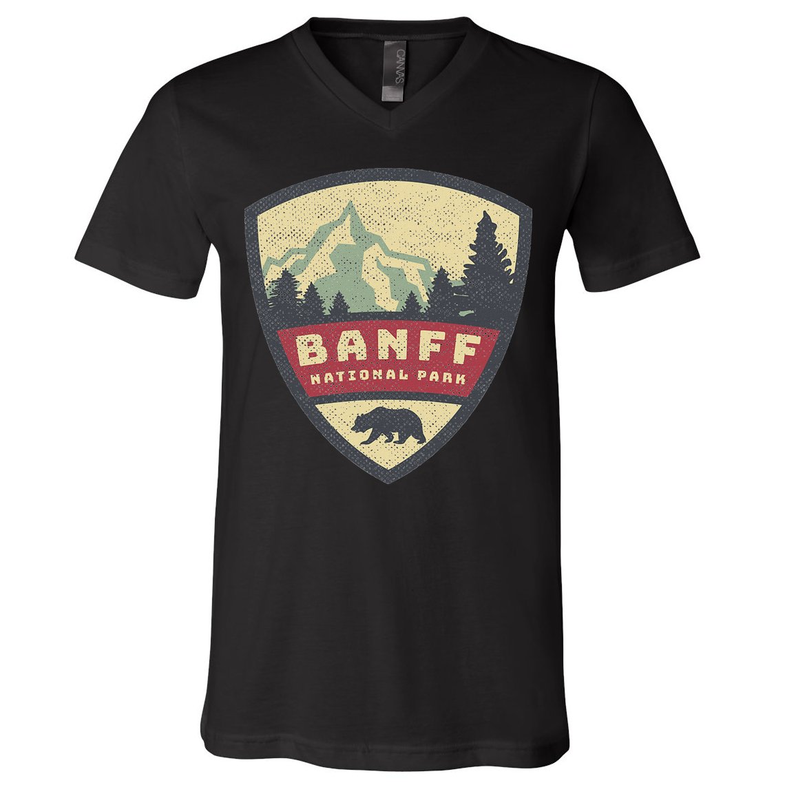 Vintage Retro Canadian Banff National Park Rustic Souvenirs V-Neck T-Shirt