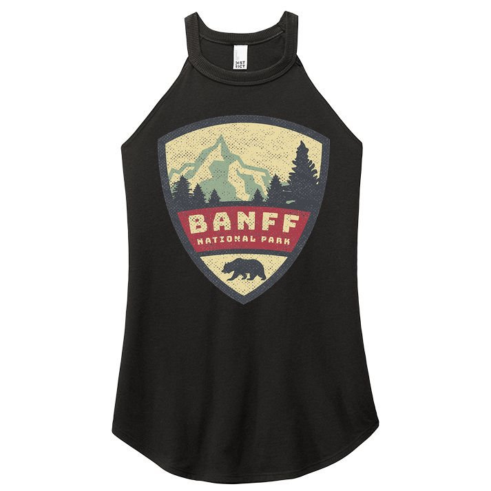 Vintage Retro Canadian Banff National Park Rustic Souvenirs Women's Perfect Tri Rocker Tank