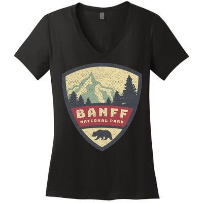Vintage Retro Canadian Banff National Park Rustic Souvenirs Women's V-Neck T-Shirt