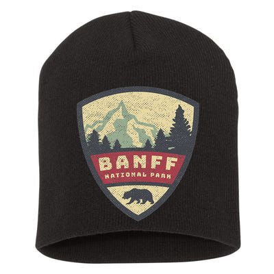 Vintage Retro Canadian Banff National Park Rustic Souvenirs Short Acrylic Beanie