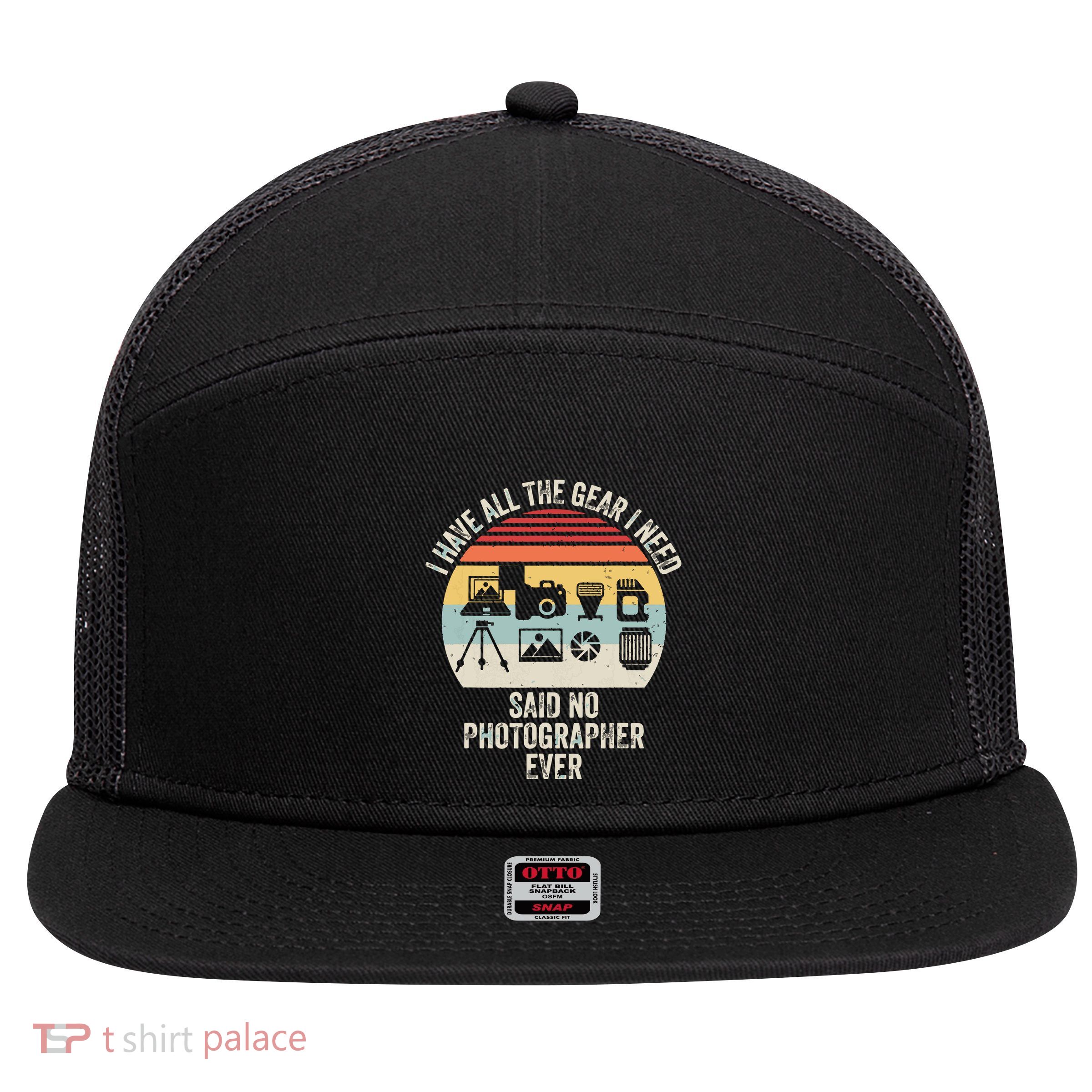 Vintage Retro Camera Photographer Photography Lover Gift 7 Panel Mesh Trucker Snapback Hat