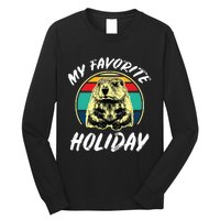 Vintage Retro Cute Groundhog Holiday Long Sleeve Shirt