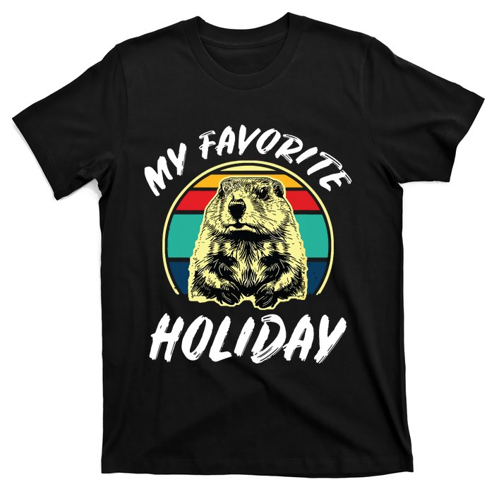 Vintage Retro Cute Groundhog Holiday T-Shirt