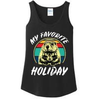 Vintage Retro Cute Groundhog Holiday Ladies Essential Tank