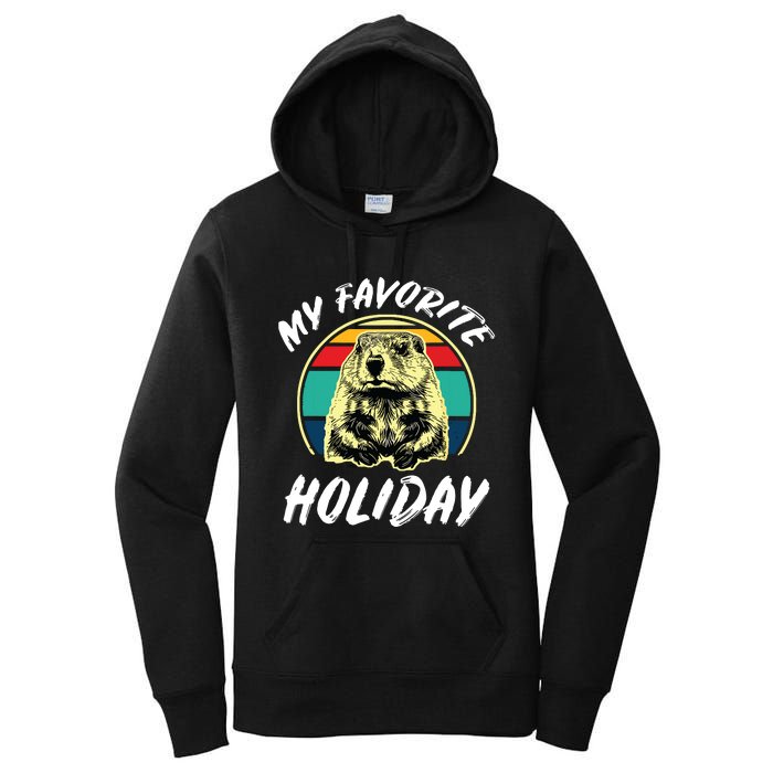 Vintage Retro Cute Groundhog Holiday Women's Pullover Hoodie