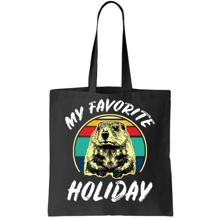 Vintage Retro Cute Groundhog Holiday Tote Bag