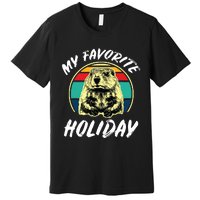 Vintage Retro Cute Groundhog Holiday Premium T-Shirt