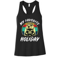 Vintage Retro Cute Groundhog Holiday Women's Racerback Tank