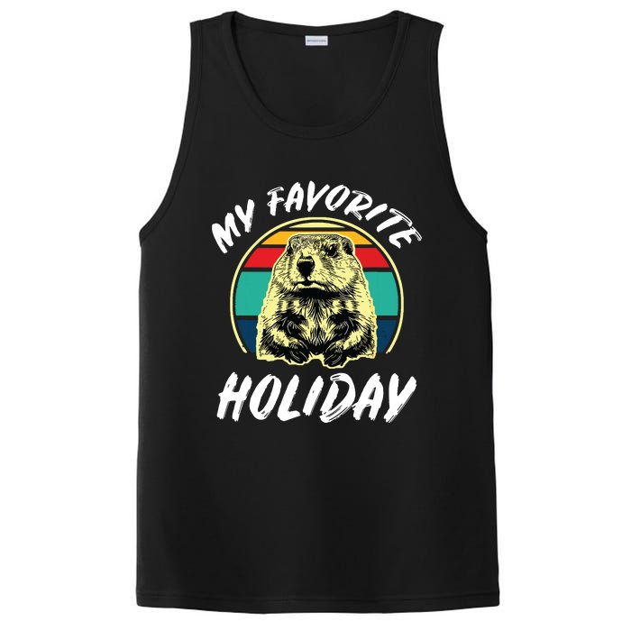 Vintage Retro Cute Groundhog Holiday PosiCharge Competitor Tank