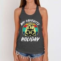 Vintage Retro Cute Groundhog Holiday Women's Knotted Racerback Tank