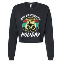 Vintage Retro Cute Groundhog Holiday Cropped Pullover Crew