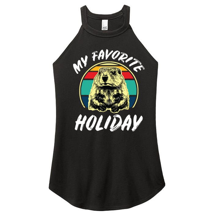 Vintage Retro Cute Groundhog Holiday Women's Perfect Tri Rocker Tank