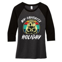 Vintage Retro Cute Groundhog Holiday Women's Tri-Blend 3/4-Sleeve Raglan Shirt