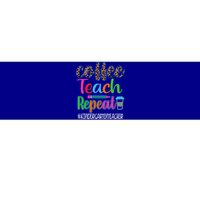 Vintage Retro Coffee Teach Repeat Kindergarten Teacher Gift Bumper Sticker