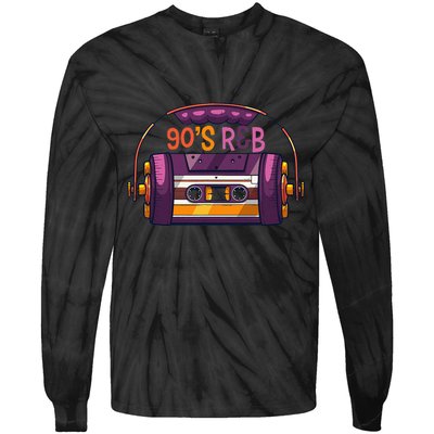 Vibe Retro Cassette Tape Old School 90s R & B Music Rnb Fans Tie-Dye Long Sleeve Shirt