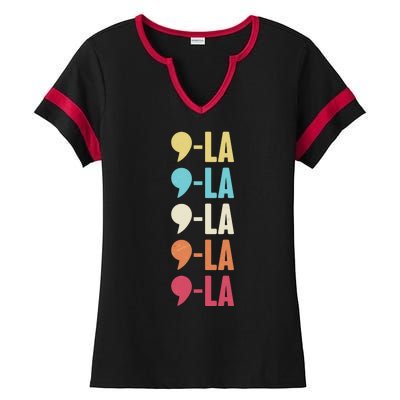 Vintage Retro Comma La Kamala Harris 2024 Ladies Halftime Notch Neck Tee