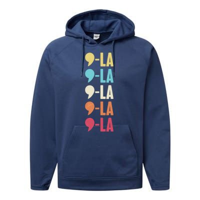 Vintage Retro Comma La Kamala Harris 2024 Performance Fleece Hoodie