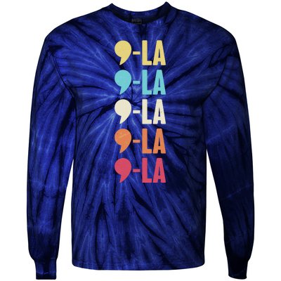 Vintage Retro Comma La Kamala Harris 2024 Tie-Dye Long Sleeve Shirt