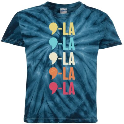 Vintage Retro Comma La Kamala Harris 2024 Kids Tie-Dye T-Shirt