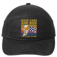 Vintage Race Cars Checkered Flag Beer Thats Why Im Here 7-Panel Snapback Hat