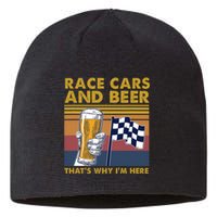 Vintage Race Cars Checkered Flag Beer Thats Why Im Here Sustainable Beanie