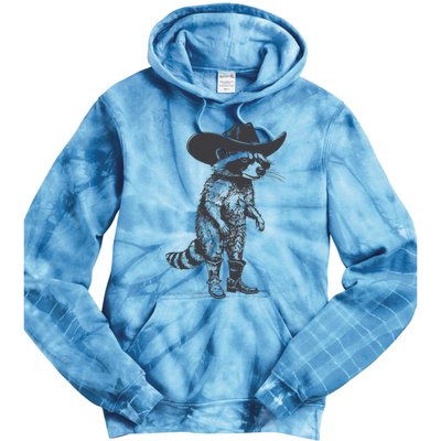 Vintage Raccoon Cowboy Cowgirl Trash Panda Western Country Tie Dye Hoodie