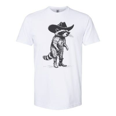 Vintage Raccoon Cowboy Cowgirl Trash Panda Western Country Softstyle CVC T-Shirt