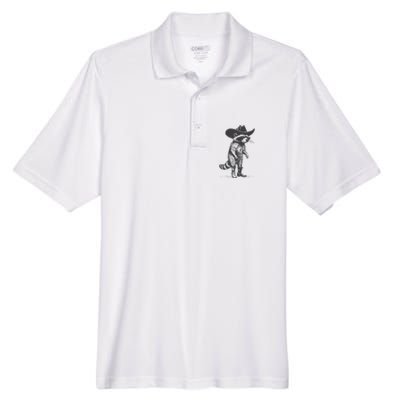 Vintage Raccoon Cowboy Cowgirl Trash Panda Western Country Men's Origin Performance Pique Polo