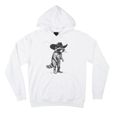 Vintage Raccoon Cowboy Cowgirl Trash Panda Western Country Hoodie