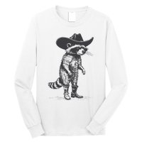 Vintage Raccoon Cowboy Cowgirl Trash Panda Western Country Long Sleeve Shirt