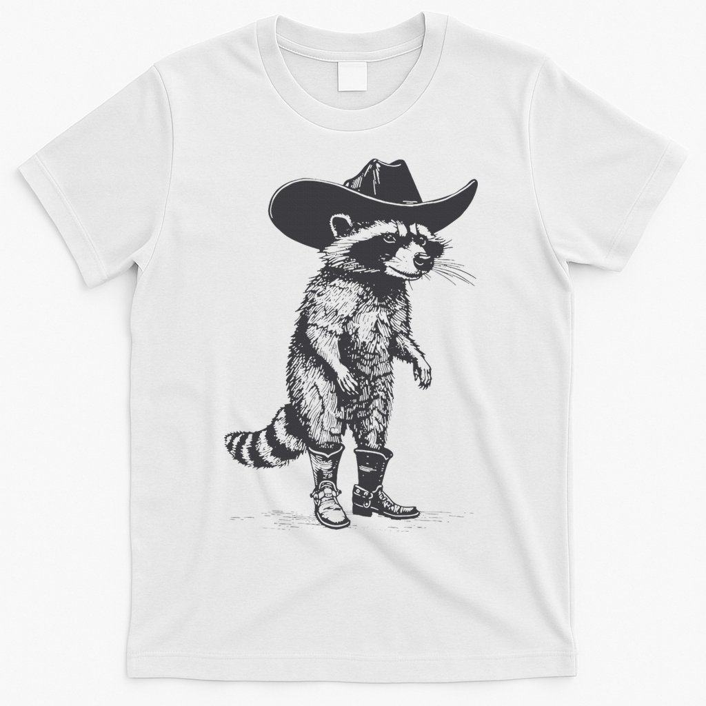 Vintage Raccoon Cowboy Cowgirl Trash Panda Western Country T-Shirt