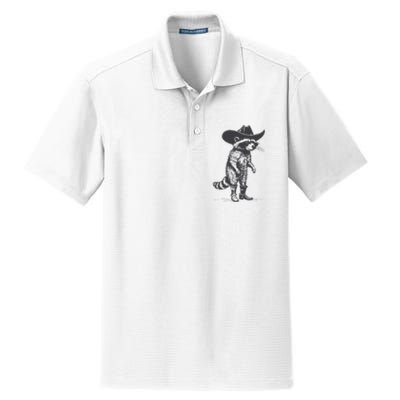 Vintage Raccoon Cowboy Cowgirl Trash Panda Western Country Dry Zone Grid Polo