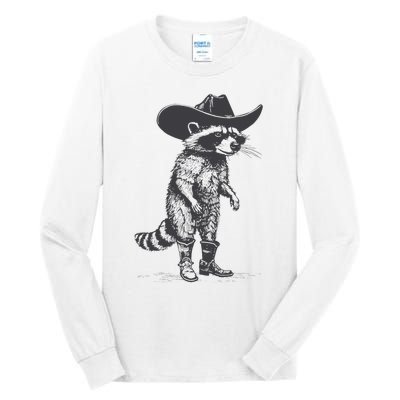 Vintage Raccoon Cowboy Cowgirl Trash Panda Western Country Tall Long Sleeve T-Shirt