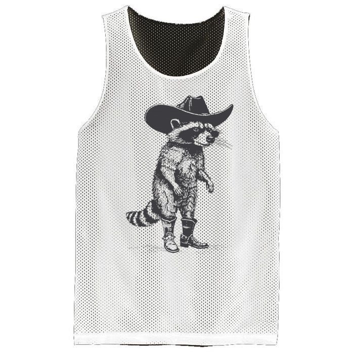 Vintage Raccoon Cowboy Cowgirl Trash Panda Western Country Mesh Reversible Basketball Jersey Tank