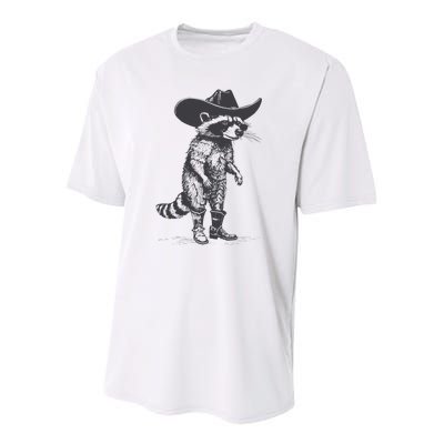 Vintage Raccoon Cowboy Cowgirl Trash Panda Western Country Youth Performance Sprint T-Shirt