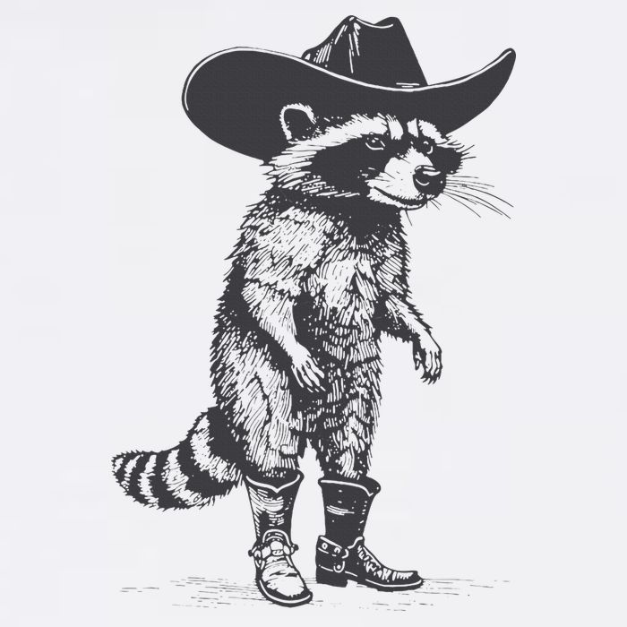 Vintage Raccoon Cowboy Cowgirl Trash Panda Western Country Baby Bodysuit
