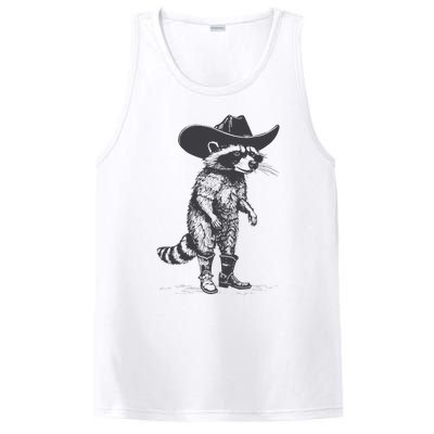 Vintage Raccoon Cowboy Cowgirl Trash Panda Western Country PosiCharge Competitor Tank