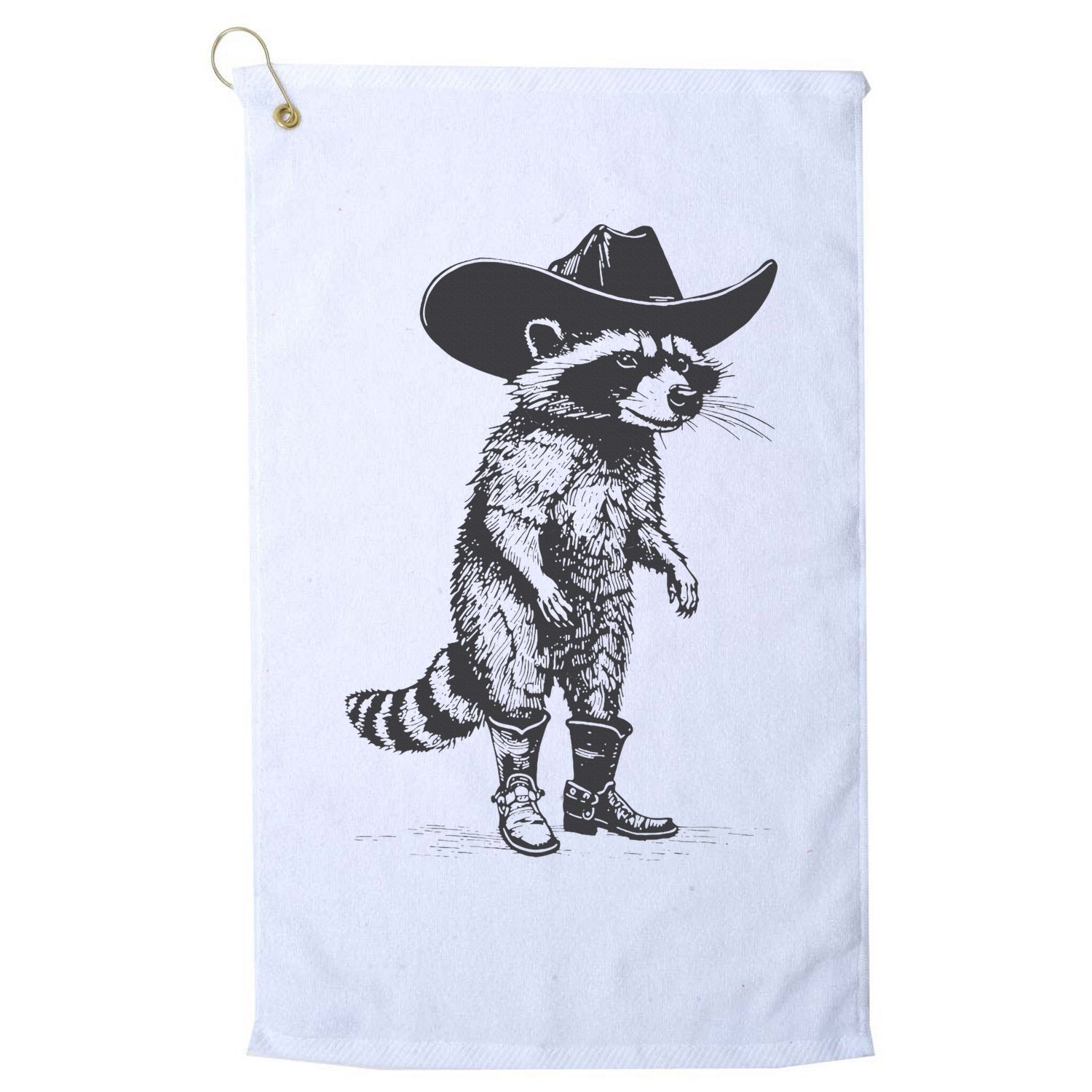 Vintage Raccoon Cowboy Cowgirl Trash Panda Western Country Golf Towel